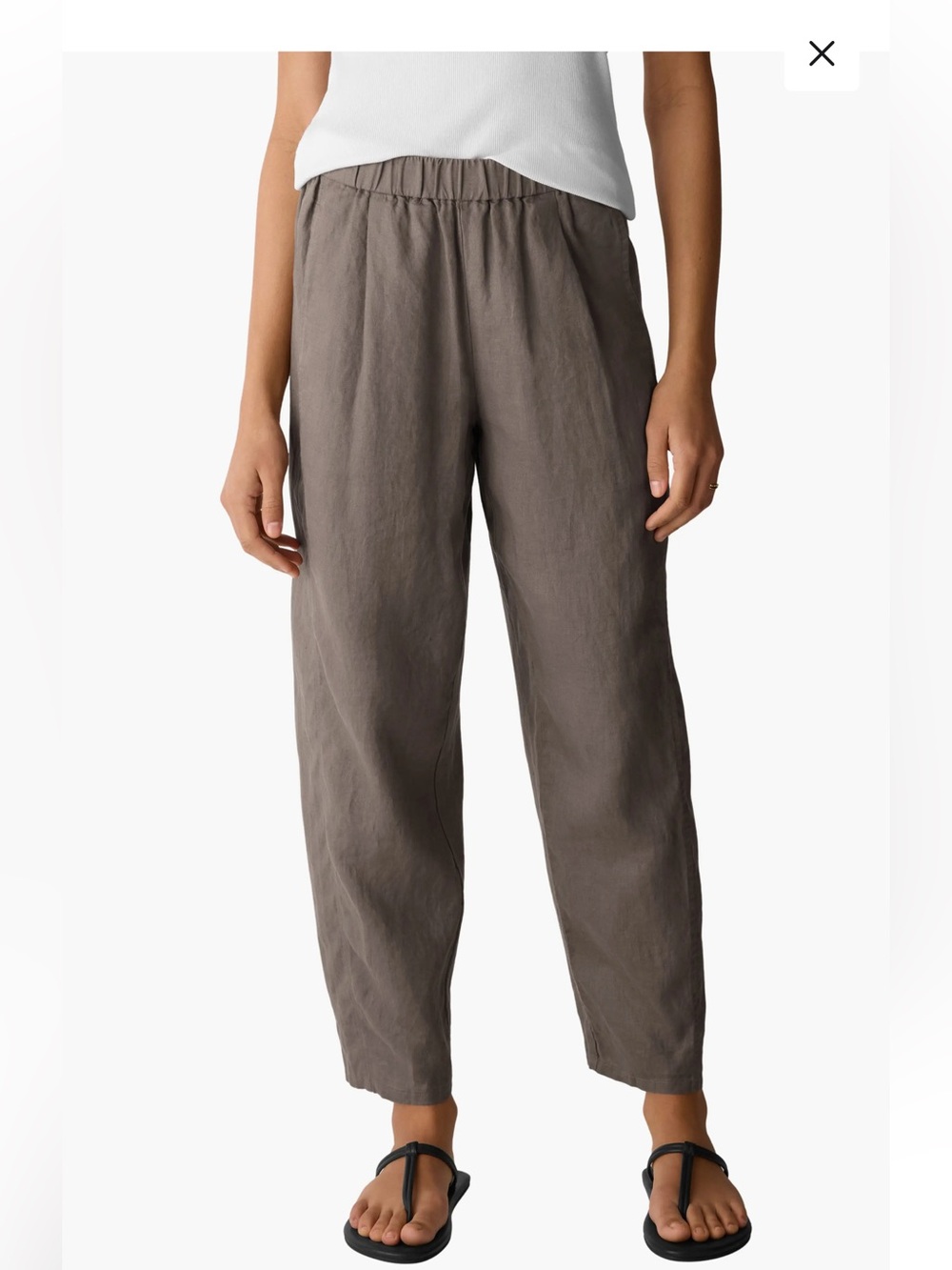 Eileen Fisher Organic Linen Pleated Lantern Pants Medium